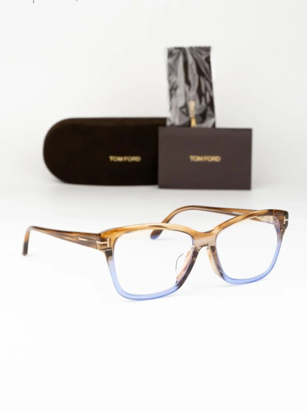 Tom Ford Women Eyeglasses Brown Violet Square FT5597-F-B 047 NEW AUTHENTIC